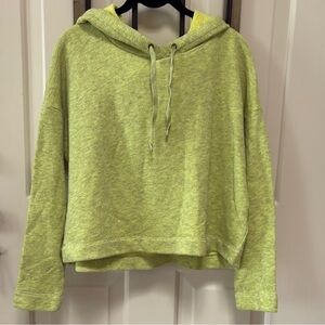 Free People Lime Green Cropped Hoodie Sweatshirt